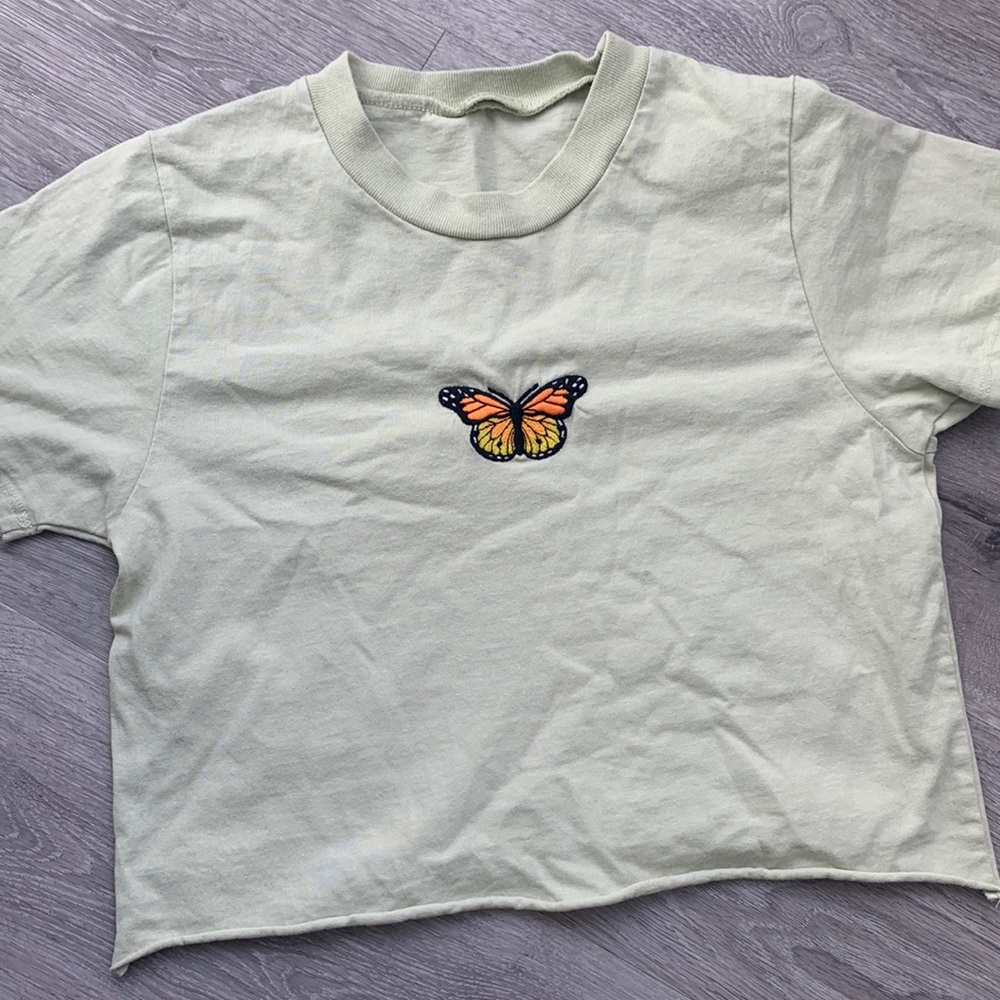 Brandy Melville sage green butterfly top